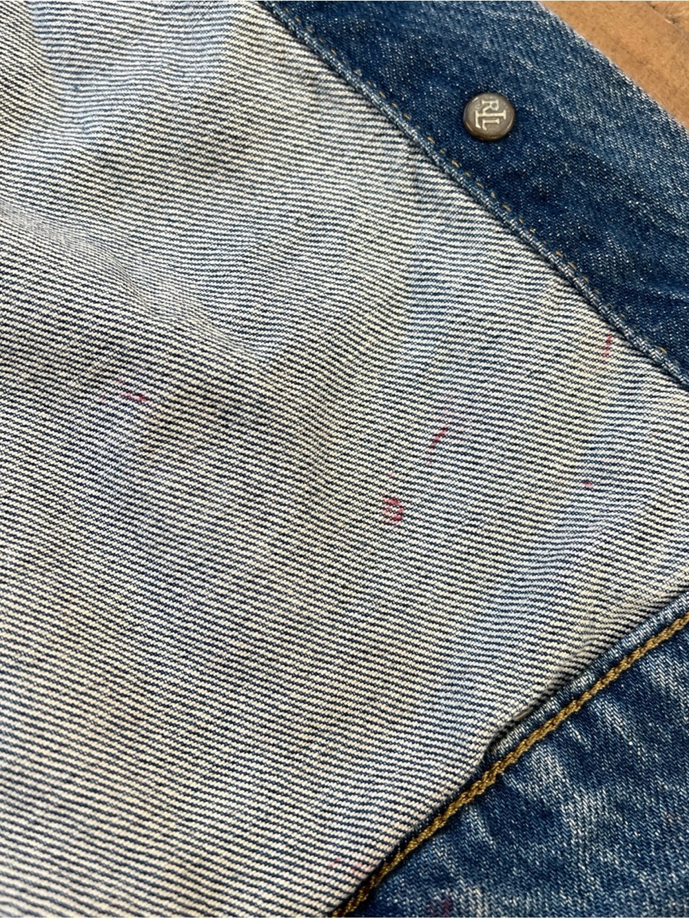 Lauren Ralph Lauren Denim Jean Jacket Women’s XL Logo Patchwork Distressed Blue - Picture 7 of 10